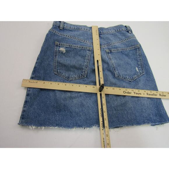 Free People Blue Distressed Denim Mini Skirt Womens 27" Indie Minimalist - Picture 9 of 10